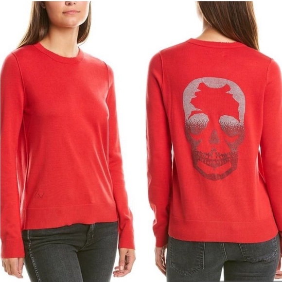 ZADIG & VOLTAIRE- Miss Skull Degrade Studs Sweater Goth - Picture 1 of 7